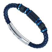 Мужской браслет из кожи с вставками кабона  RossoAmante UBR 480 BL