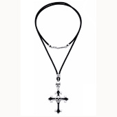 Колье подвеска  из серебра крест с черепом  Zancan EXC 313