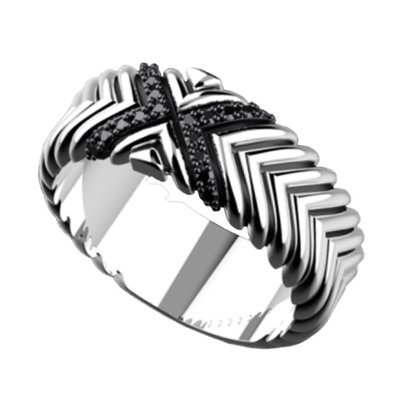 Кольцо мужское  из серебра и шпинели Zancan EXA 104 