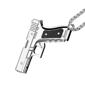 Колье подвеска из серебра пистолет Glock 45  Zancan EXC 501